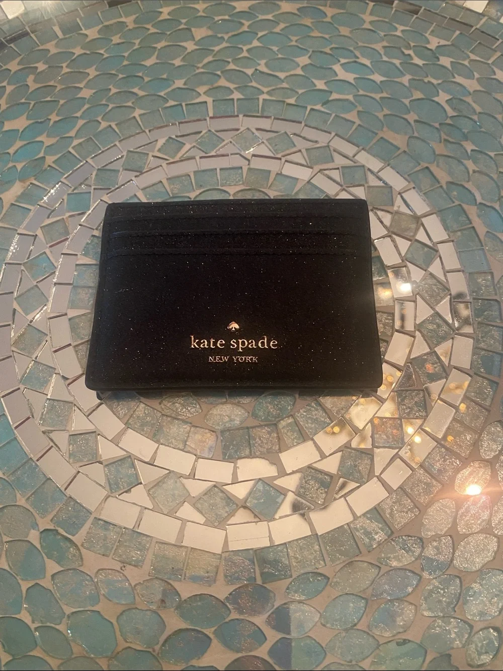 kate spade black glitter cardholder 3